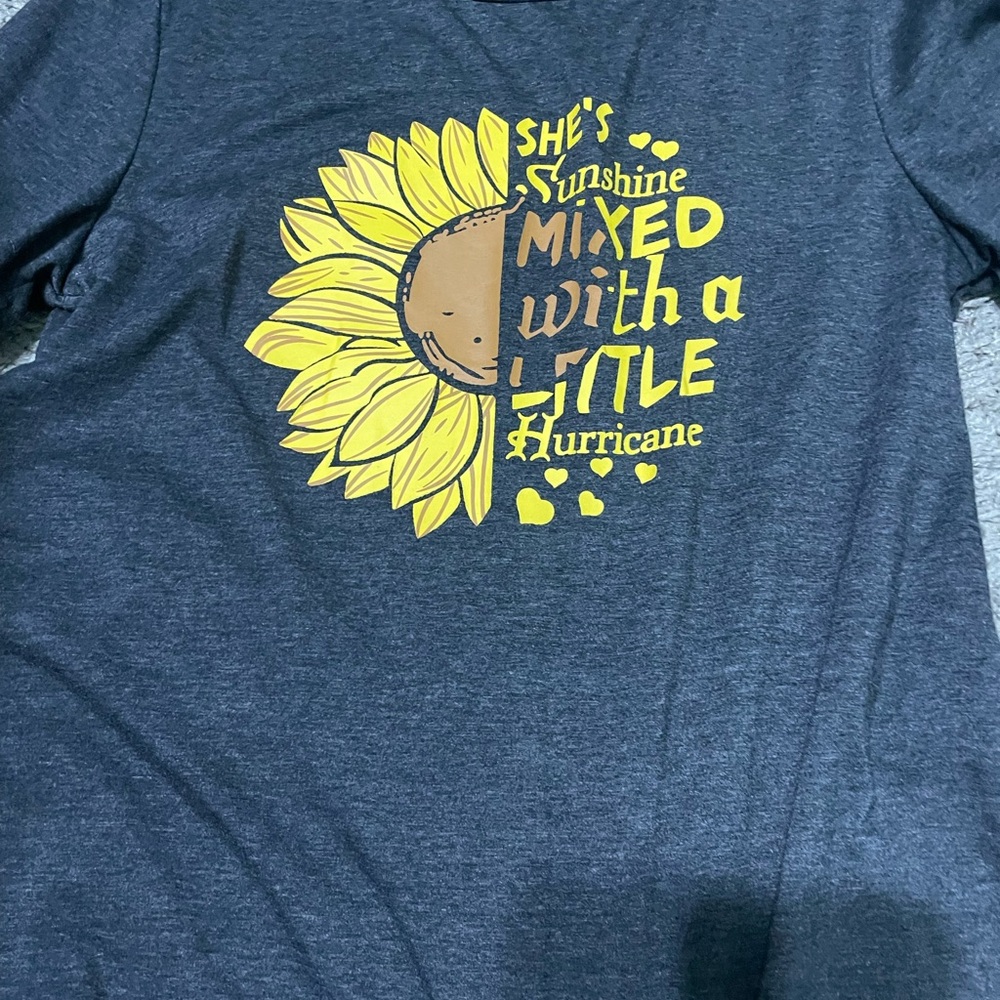 Sunflower Graphic Kids Shirt - Gray and Yellow